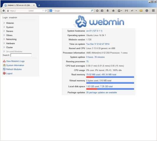 webmin в ubuntu server